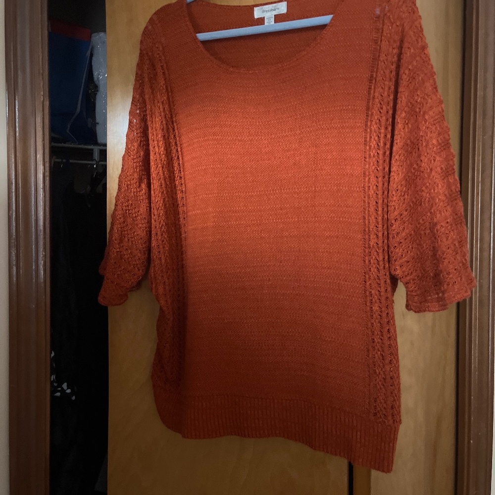 2X orange knit top